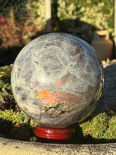 Load image into Gallery viewer, Large Pink Flash Labradorite Sphere 13cm diameter
