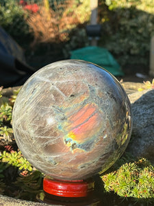 Large Pink Flash Labradorite Sphere 13cm diameter