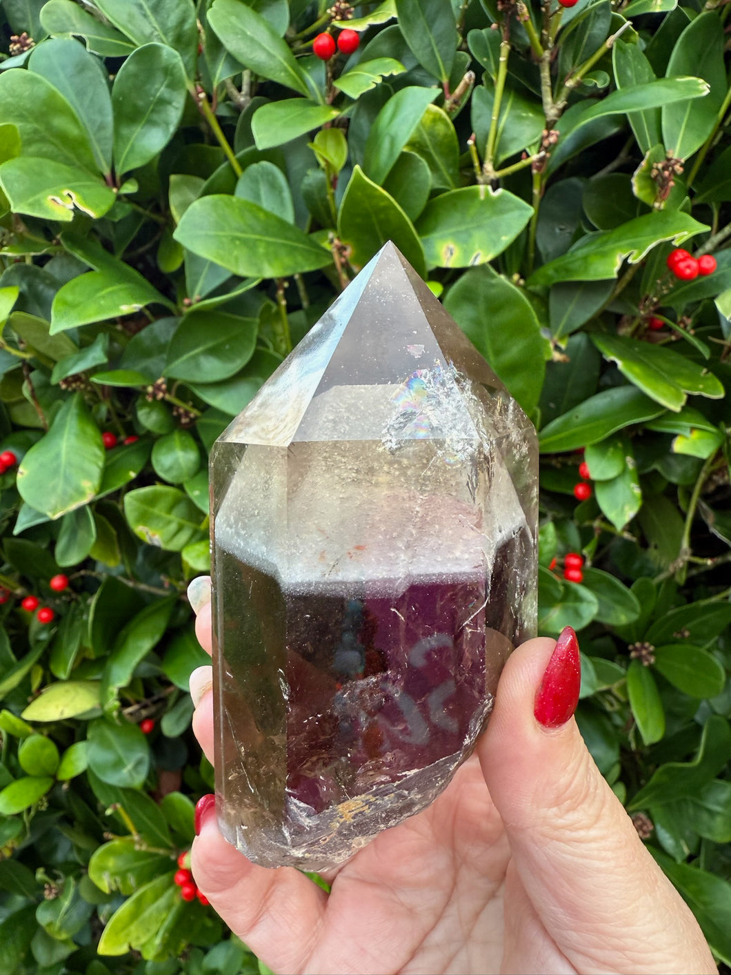 Incredible Smoky Quartz Phantom Point with Rainbows