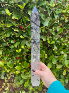 Amazing Tourmaline in Quartz Tower Carving