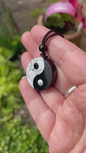 Load and play video in Gallery viewer, Howlite and Obsidian Yin Yang Pendant on Cord
