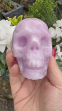 Load and play video in Gallery viewer, Kunzite Skull Carving UV Reactive
