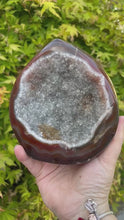 Load and play video in Gallery viewer, Carnelian and Druzy Quartz Geode Freeform
