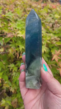 Load and play video in Gallery viewer, Blue Fluorite Tower with Natural Feathers
