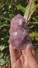 Load and play video in Gallery viewer, Rubellite and Pink Tourmaline Freeform Flame Carving
