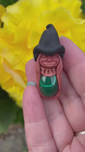 Load and play video in Gallery viewer, Clay Witch Rune Pendant with Malachite
