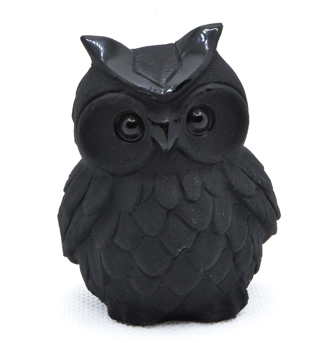 Obsidian Carved Owl