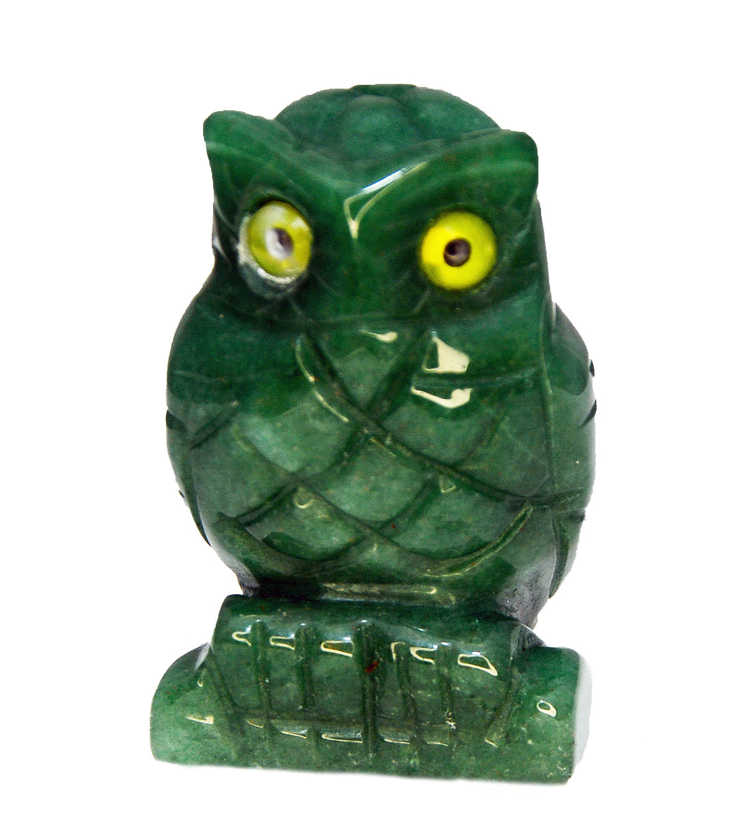 Green Aventurine Carved Owl